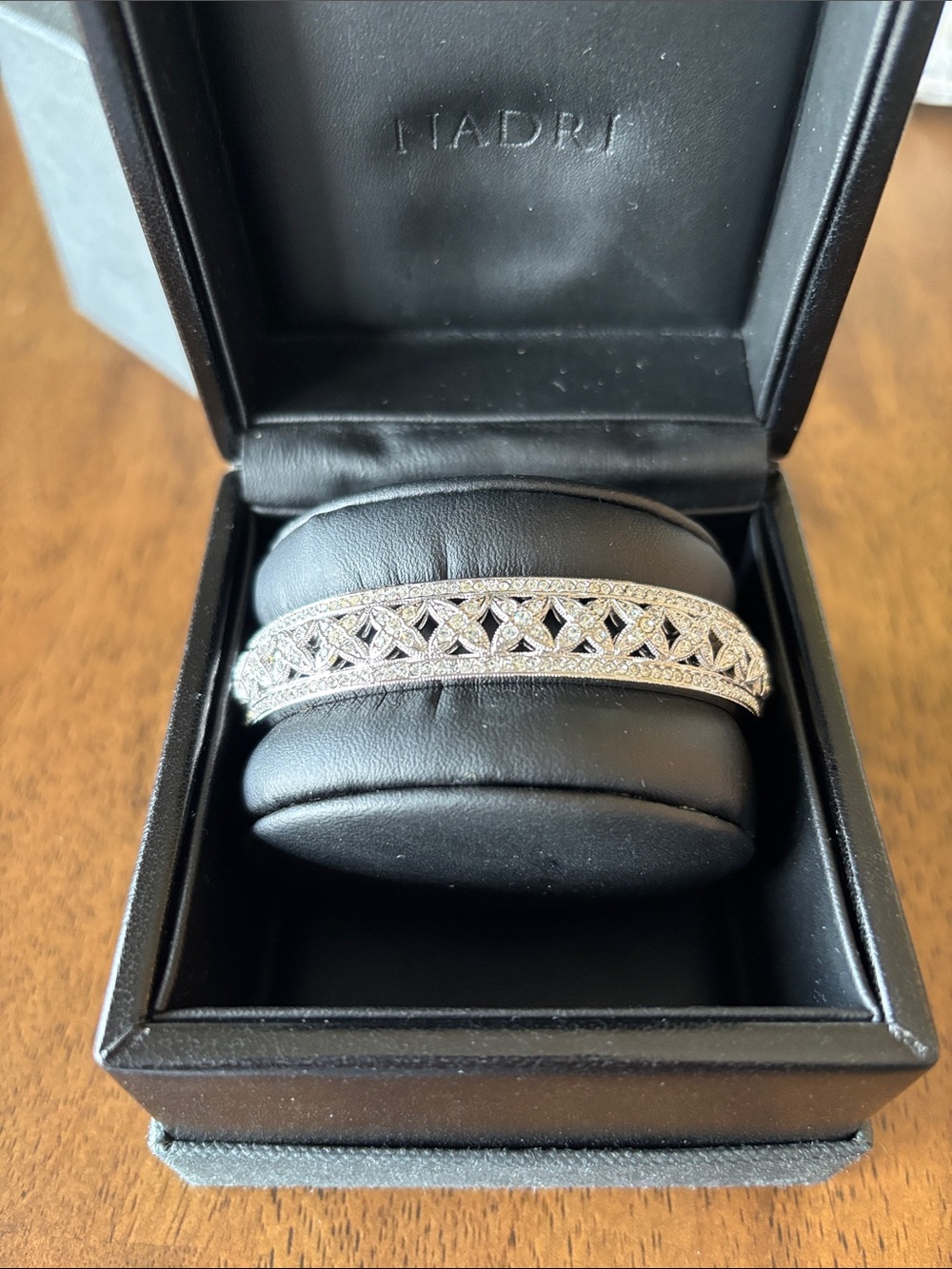 Nadri Silver-Tone Pave Crystal Open Lattice Bangle - Clear